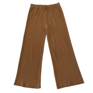 Cowasto Brown Knit Pants XXL Wide Leg Lounge Elastic Waist Cozy Soft